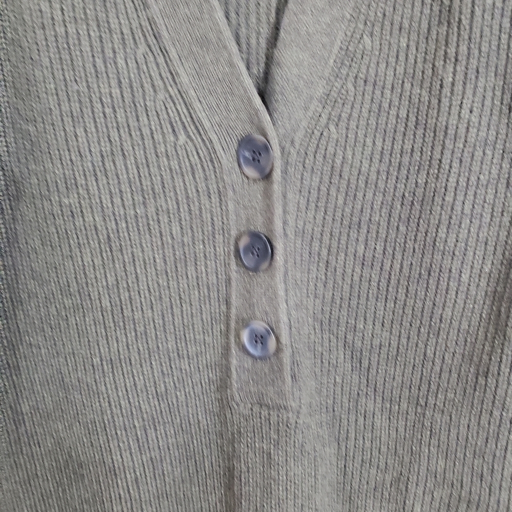Madewell Womens Henley Sweater Dress Merino Wool Blend Olive Green Brown Size XS - Picture 5 of 10